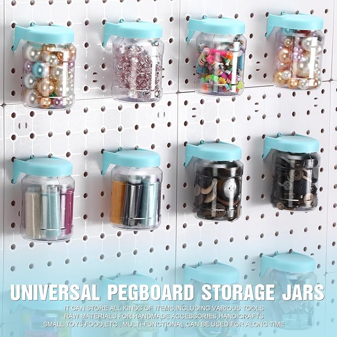 Unittype 20 Set Pegboard Organizer Accessories Peg Boards Jars with Lids Plastic Pegboards Bins Storage Containers Clear Peg 