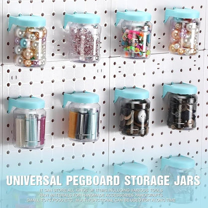 Unittype 20 Set Pegboard Organizer Accessories Peg Boards Jars with Lids Plastic Pegboards Bins Storage Containers Clear Peg 