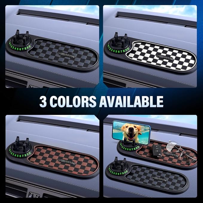Multifunction Car Anti-Slip Mat, Car Anti Slip Mat Phone Holder for Dashboard, Dash Pad with Temporary Parking Numbe for Phon
