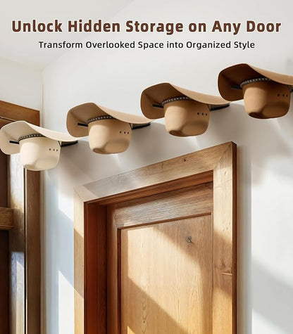 4 Pack Cowboy Hat Rack for Wall, Metal Cowboy Hat Holder Wall Mounted, Hat Hanger for Wide Brim, Fedora, Baseball Caps, Rusti