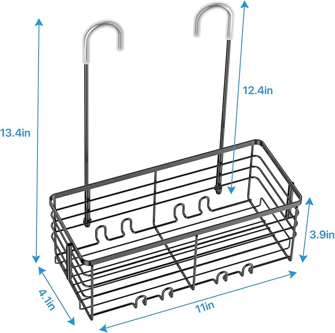 YUOROS Hanging Shower Caddy, Over the Door Shower Organizer Rack 304 Stainless Steel Rustproof Bathroom Storage Shampoo Holde
