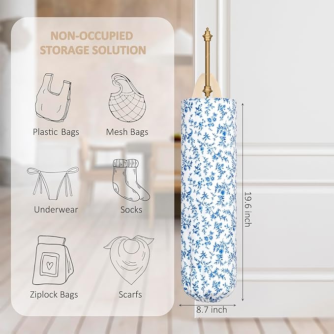 Plastic Bag Holder, Wall Mount Grocery Bag Organizer for Plastic Bags, Reusable Grocery Bags Organizer for Home Kitchen Pantry Decor (S)
