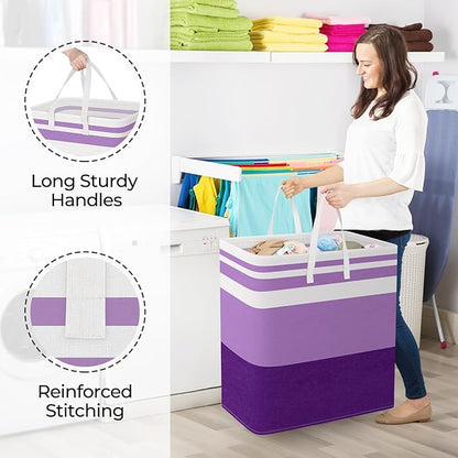 StorageRight Large Collapsible Laundry Basket Hamper with Easy Carry Handles，Freestanding Clothes Hampers for Laundry, Bedroo
