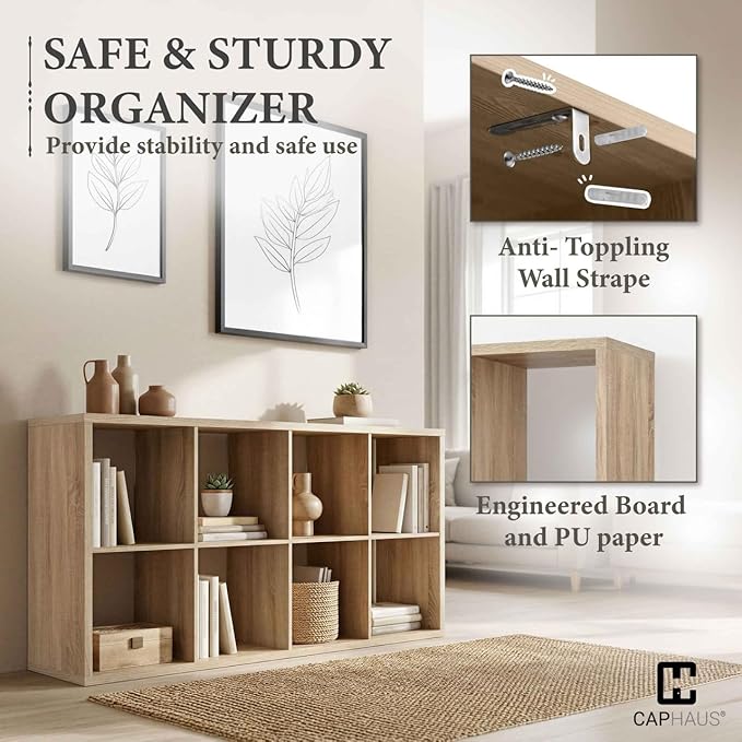 CAPHAUS Sturdy Room 13-Inch Cube Storage Organizer Shelf, with Extra Thick Exterior Edge, Open Storage Shelf Divider, Bookcas