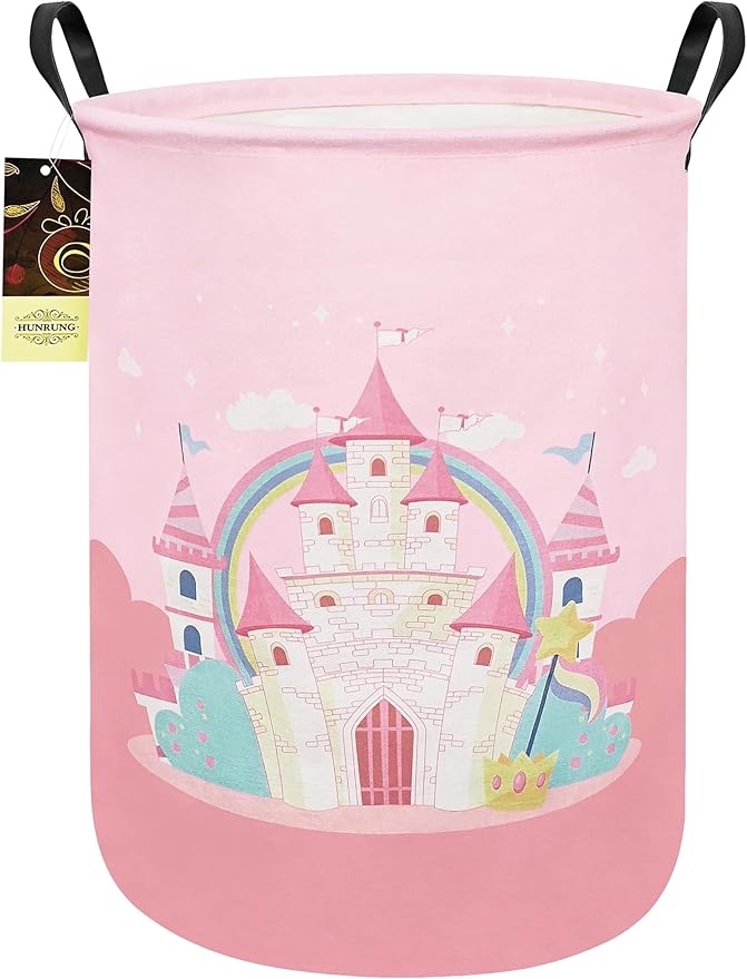 HUNRUNG Laundry Hamper,Large Canvas Fabric Lightweight Storage Basket Toy Organizer Dirty Clothes Collapsible Waterproof for 