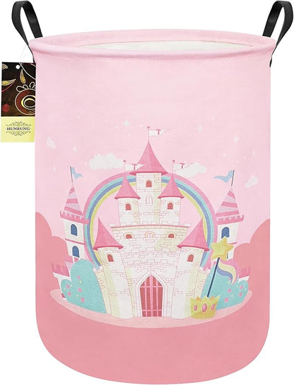 HUNRUNG Laundry Hamper,Large Canvas Fabric Lightweight Storage Basket Toy Organizer Dirty Clothes Collapsible Waterproof for 
