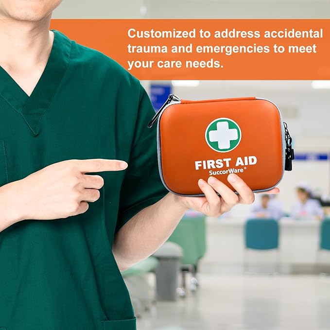 150 Pieces Mini First Aid Kit - Small Medical Kit with Hard Shell - Emergency First Aid Kit for Car, Travel, Home, Outdoor, O
