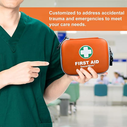 150 Pieces Mini First Aid Kit - Small Medical Kit with Hard Shell - Emergency First Aid Kit for Car, Travel, Home, Outdoor, O