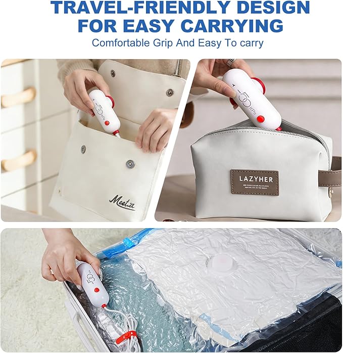 VMstr Vacuum Seal Bags for Clothing Travel, Vacuum Storage Bags with USB Electric Pump, Compression Space Saver for Luggage S