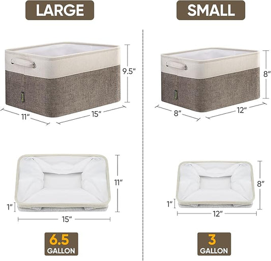 BALEINE 2 Pack Fabric Closet Storage Bins for Shelves, Linen Closet Organizers and Storage, Decorative Baskets for Organizing
