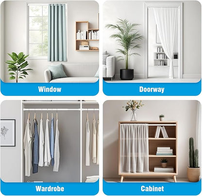 AIZESI 2 Pack Spring Tension Curtain Rod 32 to 58 inch Adjustable Curtain Rods No Drilling Expandable Spring Loaded Curtain R