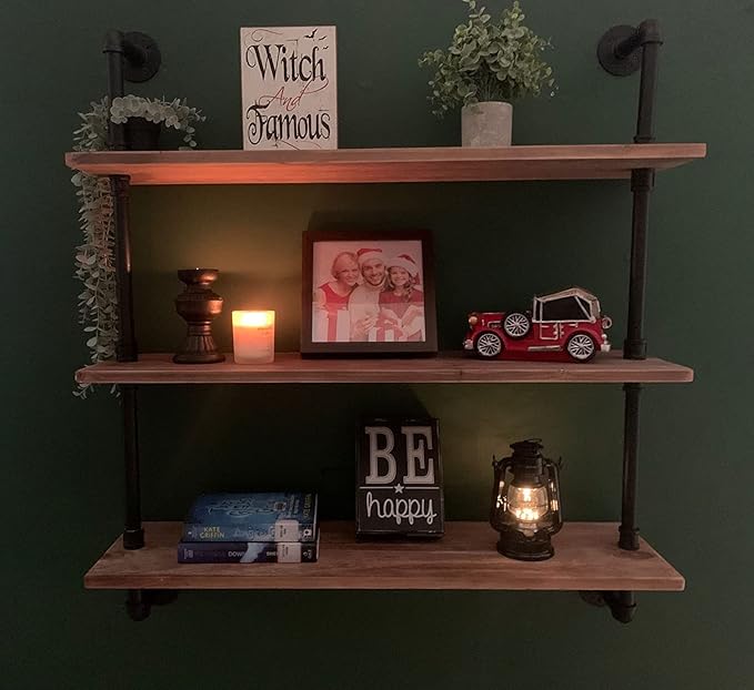 Pipe Shelves Industrial Pipe Shelving Shelves Real Wood Industrial Floating Pipe Shelves with Wood Planks 36 inch Wall Shelve