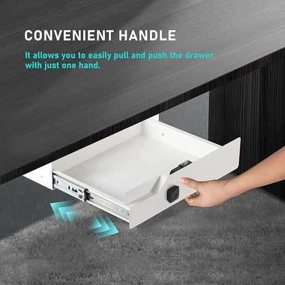 Under Desk Drawer Storage with Lock, 16"x11.8"x3.6", Metal Undermount Table Drawer, Ball Bearing Slides Out Tray Organizer fo
