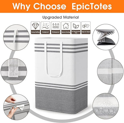 4 Pack Large Laundry Baskets, Laundry Hampers, Freestanding Waterproof Collapsible Clothes Bag with Extended & Reinforced Han