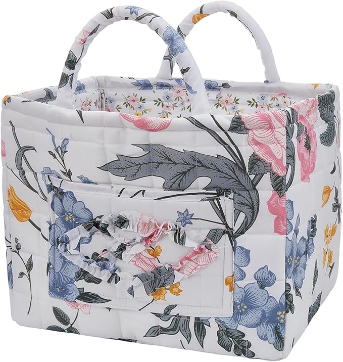 Boho Fabric Storage Basket, Large Capacity Laundry Basket, 12.2'' x 10.23'' x 10.23'' Collapsible Laundry Hamper with Easy Ca