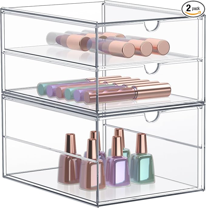 Sorbus Makeup Organizer With 3 Drawers, Acrylic Drawer Organizer for Makeup, Office Organization and Storage, Art Supplies, J