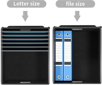 Huolewa Portable File Organizer Boxes Set of 4, Large Linen Hanging Office Document Storage Boxes with Lids, Collapsible Fili