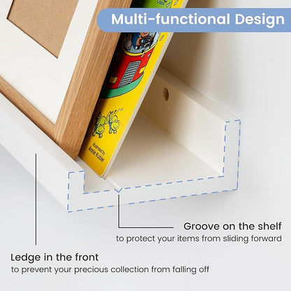 Picture Ledge Shelf, Floating Shelves Set of 2, Solid Ash Wood 48'' Long Large Nursery Book Shelves for Toys Storage, Kids Bo