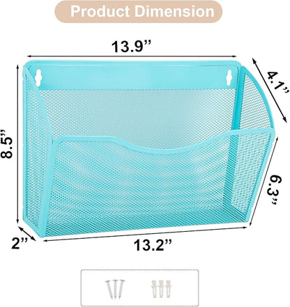 EASEPRES 3 Single Pocket Mesh Hanging File Organizer, Vertical Wall Mounted Magazine File Holder, Mount Basket Mail Paper Doc