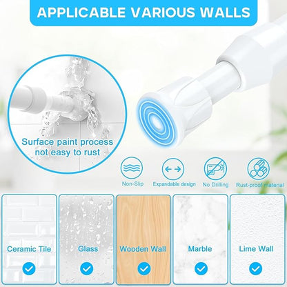 6PCS Small Tension Curtain Rod 27 to 38 Inch,White Short Curtain Rods No Drilling,Loaded Expandable Spring Curtain Rods for W