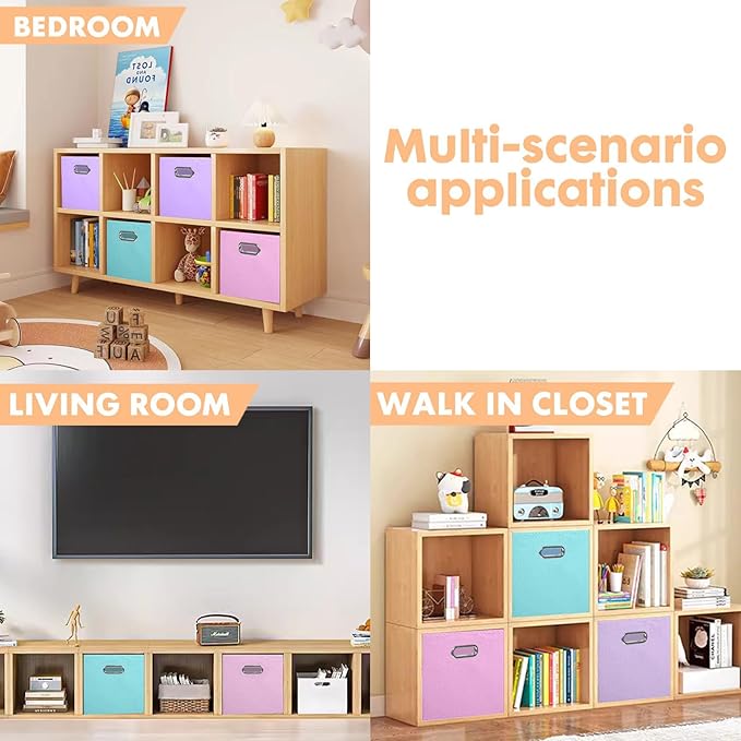 ShellKingdom Storage Bins, Foldable Fabric Storage Cubes And Cloth Storage Organizer Drawer with Metal Handle For Closet And 