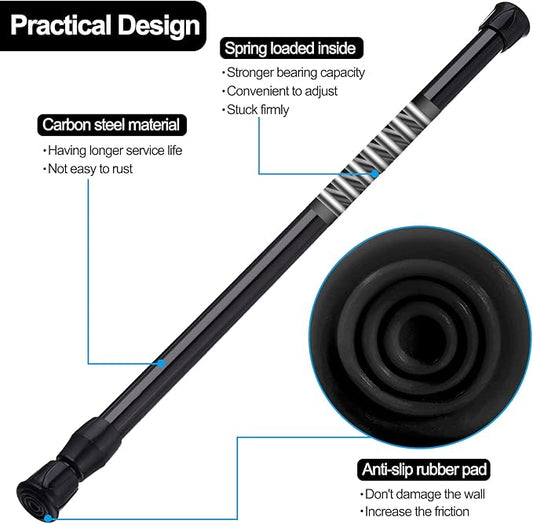 SIQUK 6 Pack Cupboard Bars Adjustable Spring Tension Rods Black Refrigerator Bar Extendable Rod for DIY Projects, 15.7 to 28 