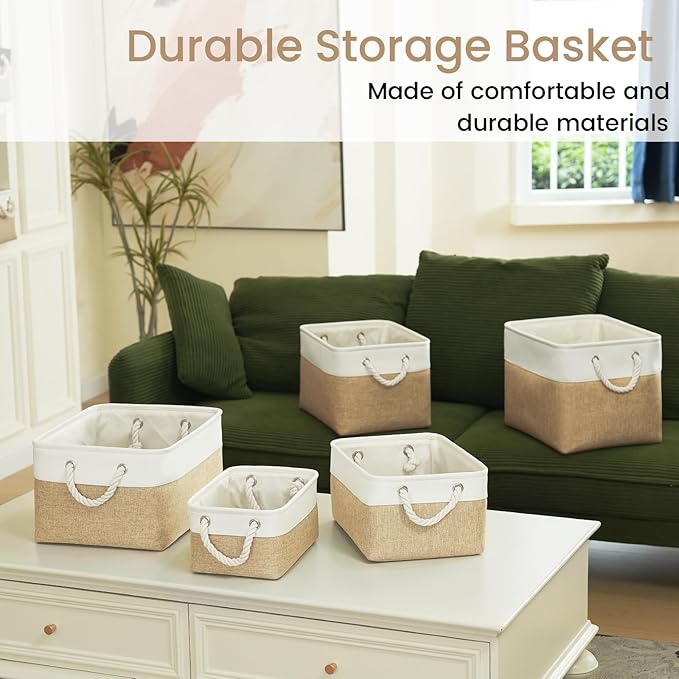 Large Storage Baskets- 15x11x10 inch Storage Bins for Shelves and Closet Organizing, Foldable Fabric Bin for Home Organizatio