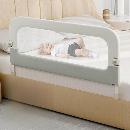 omzer Large Bed Guard Rail for Toddlers - 59inch Foldable & Adjustable Heights Baby Bed Safety Railing - Toddler Long Bed Rai