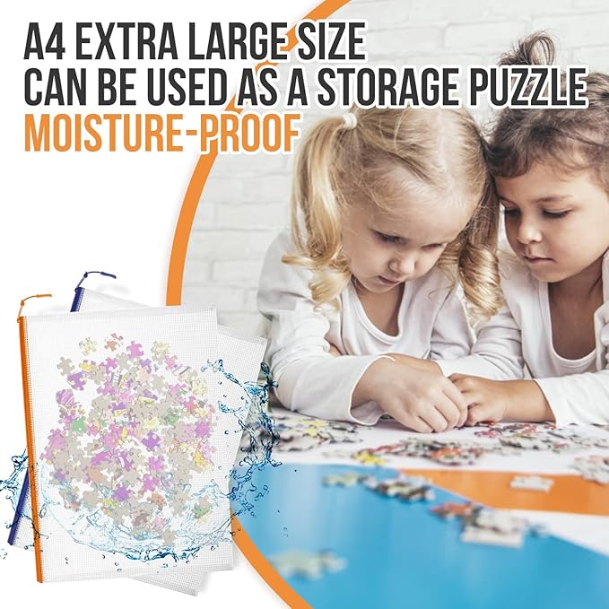 24pcs Mesh Zipper Pouch Bags Puzzle Storage Bags, A4 13x9 Inches Large Reusable Zipper Pouches for Classroom Organizing Board
