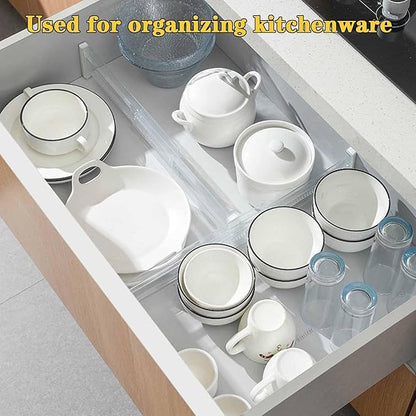 12 Pack Drawer Dividers for Clothes, 3.15" High 11.34"-19.69" Adjustable Expandable Dresser Drawer Organizer, Clear Plastic S