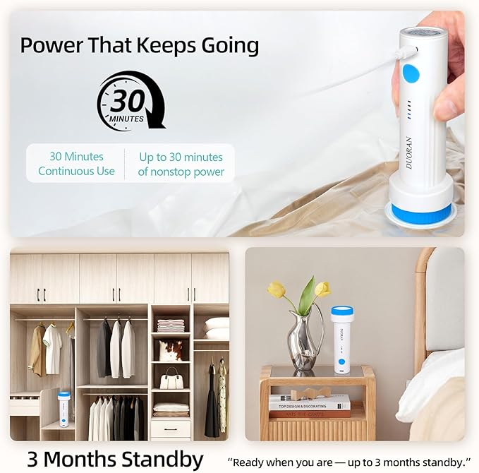 Hanging Vacuum Storage Bags with Electric Pump – 4-Pack Hanging Vacuum Seal Bags for Clothing, Space-Saving Compression Bags 