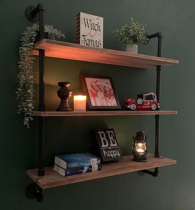 Pipe Shelves Industrial Pipe Shelving Shelves Real Wood Industrial Floating Pipe Shelves with Wood Planks 36 inch Wall Shelve