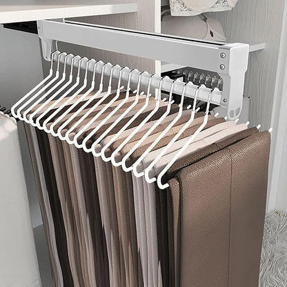 Pull Out Clothes Rail Extendable Pull Out Closet Rod - Adjustable Clothing Organizer Holder, Extendable Wardrobe Rail in Stee