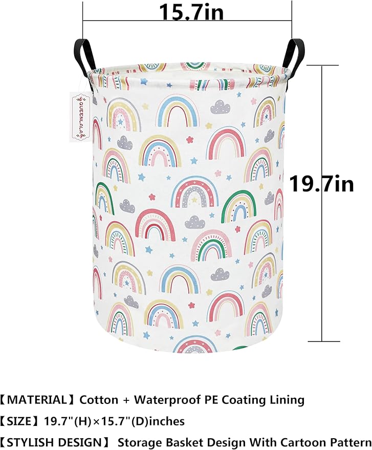 QUEENLALA Large Storage Basket,Laundry Hamper/Bathroom/Home Decor/Collapsible Round Storage Bin,Boys and Girls Hamper/Boxes/C