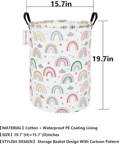 QUEENLALA Large Storage Basket,Laundry Hamper/Bathroom/Home Decor/Collapsible Round Storage Bin,Boys and Girls Hamper/Boxes/C