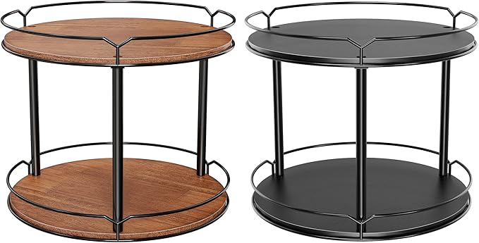 Spice Rack, Set of 2 Lazy Susan Organizer, 2-Tier Turntable Organizer, Rotating Spice Rack Organizer for Cabinet, Compact and