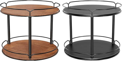 Spice Rack, Set of 2 Lazy Susan Organizer, 2-Tier Turntable Organizer, Rotating Spice Rack Organizer for Cabinet, Compact and