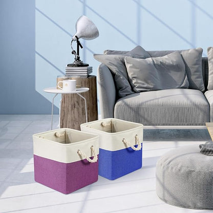 Geiserailie 6 Pcs 11 x 11 Inch Cube Storage Bins Fabric Storage Organizer Bins Foldable Cube Baskets with Sturdy Carry Handle