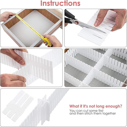 40Pcs Drawer Dividers, Adjustable Drawer Organizer for Socks, Underwear, Makeup, Can Help Tidy Kitchen, Bedroom, Dresser Whit