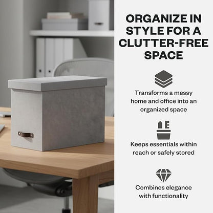 Bigso John Desktop File Box - Storage Solution and Document Organizer for Important Paperwork - Durable Hanging File Box with