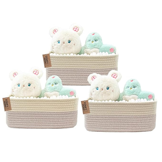 COMFY-HOMI 13" x 8.5" x 5.1" Storage Baskets for Organizing | Cotton Rope Woven Basket | Toy Storage Bin Box | Basket for She