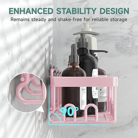 Veken Large Capacity Shower Caddy 6-Pack, No Drilling & Rustproof, Adhesive Shower Shelves with Soap Holder, Bathroom Organiz