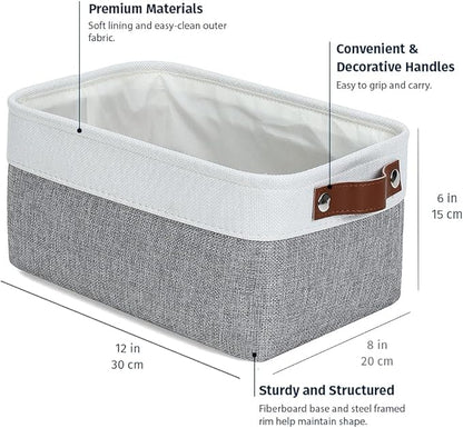 OrganiHaus Small Fabric Storage Baskets 6 Pack, 12x8in Cloth Storage Bins for Shelves, Small Baskets for Organizing Bathroom 