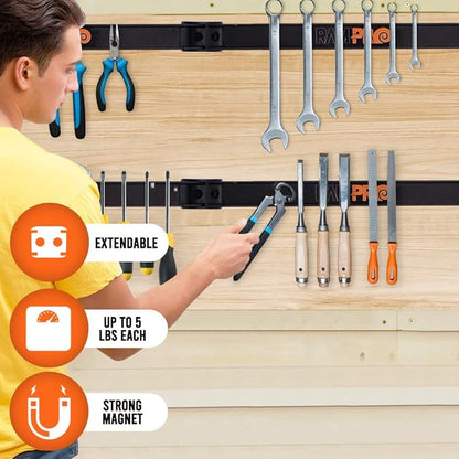 12" Magnetic Tool Holder Strip - A Tool Magnet Bar for Garage Organization, Shop Organization, and Workbench Accessories, Bes