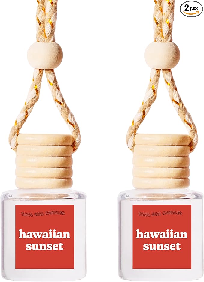 COOLGIRLCANDLES Hawaiian Sunset Car Air Freshener with Hanging Fragrance Oil Diffuser for Essential Oils, Long Lasting Aromat