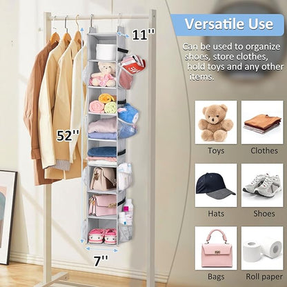 SLEEPING LAMB 8 Shelves Hanging Shoe Rack Hanger, Narrow Hanging Shoe Organizer for Closet Storage Clothes, Gloves, Bags, wit