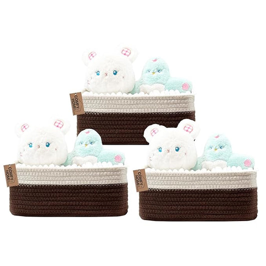 COMFY HOMI 11.5"x7.5"x4.7" Storage Baskets for Organizing | Cotton Rope Woven Basket | Toy Storage Bin Box | Basket for Shelv
