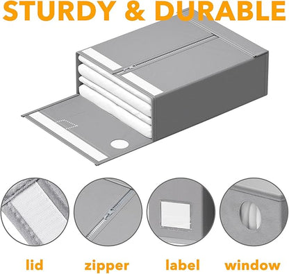 SpaceAid 9 Pack Bed Sheet Organizers and Storage, Foldable Sheet Organizer with Window for Linen Closet, Set Folder Keeper fo