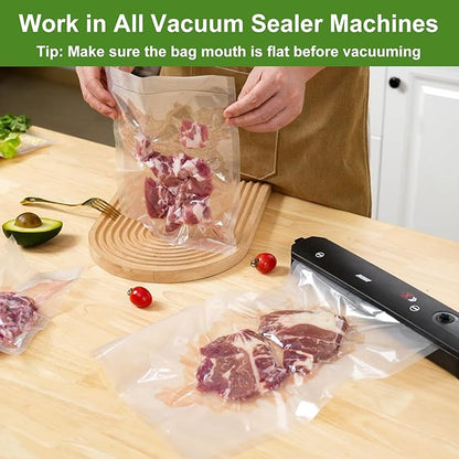 Moretoes 150pcs Vacuum Sealer Bags, Gallon 11" x 16" and Quart 8" x 12" and Pint 6" x 10" Food Saver Bags BPA Free, Pre-cut C