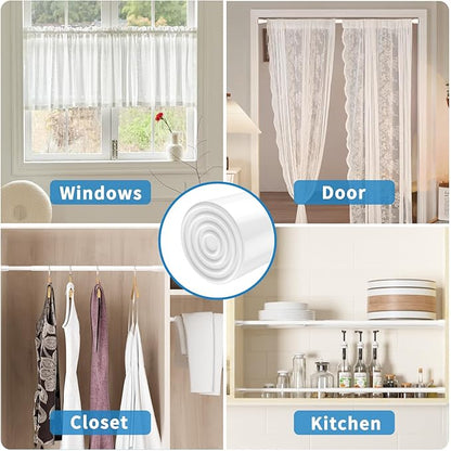 AIZESI 2 Pack Tension Rods for Windows 26.5 to 36 inch, Adjustable Expandable Pressure Spring Curtain Rods No Drilling, White